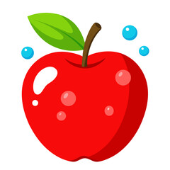 red apple with water drops