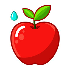 red apple with leaf