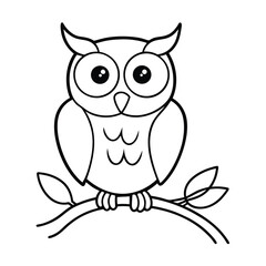 cute owl sitting on a tree branch coloring page