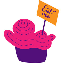 Wonderland vector illustrations. White rabbit, Alice, cat, hat, key, clock, cup of tea and rose, mushrooms and others