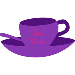 Small set of vector illustrations Wonderland, cup of tea