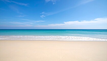 Blurry beach scene, bright sky