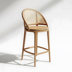 Curved Rattan Bar Stool