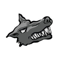 Angry Wolf Head Illustration.