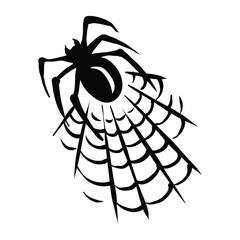 Stylized Spider and Web Silhouette Design.
