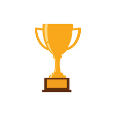 trophy,prize,winner flat icon illustration of a shiny golden trophy cup with base showing winner award or championship prize
