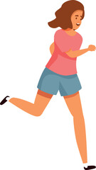 Happy young woman running, promoting physical activity and a healthy lifestyle