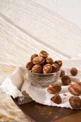 delicious walnut shaped russian nut shortbread sandwich cookies filled with sweet condensed milk or caramel