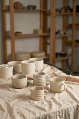 Clay pottery class hobby close up