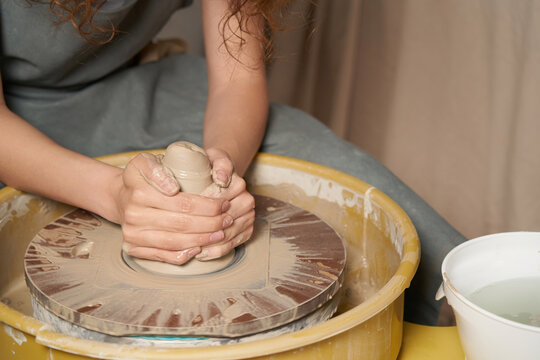 Clay pottery class hobby close up
