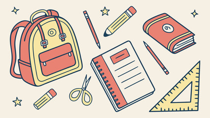 flat design back to school elements collection