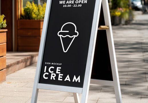A-Frame Sign Mockup on Sunny Sidewalk