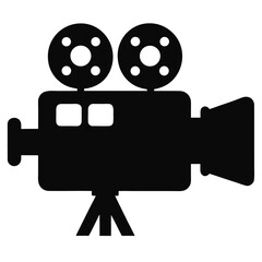 Classic film camera silhouette isolated on white background