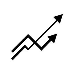 Bold arrow connecting data points on a trending chart in business analytics style
