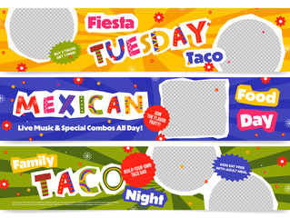 Mexican cuisine special combo offer banner templates to entice visitors to enjoy new delicious tastes.