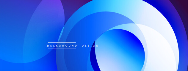 Abstract blue background. Overlapping circles create dynamic flow, modern design elements present. Text reads background design.