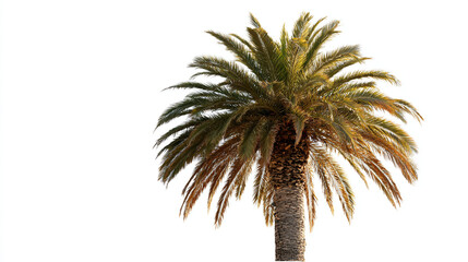 Obraz premium Isolated date palm tree with green fronds against a white background