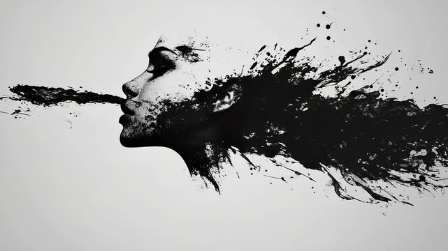 Monochrome portrait depicting transformation and the fluidity of identity concept