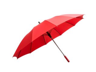 Open a red umbrella isolated on transparent background