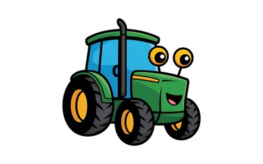 Obraz premium A Cheerful Cartoon Tractor with Googly Eyes and a Big Smile Ready to Work on the Farm