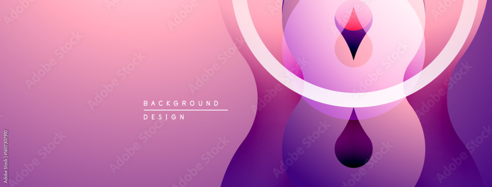 Poster abstract pink purple gradient design. smooth shapes create modern visual effect. minimalist backgrou