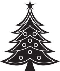 Obraz premium Black and White Christmas Tree Illustration for Holiday Cards and Festive Designs
