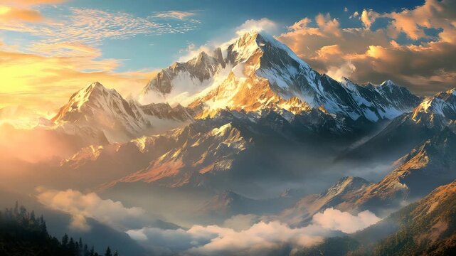 Ultra HD Snow mountain aerial view video where heaven meets earth video mystical mountains video Mount Kanchenjunga video time lapse of the Everest video