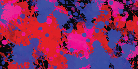 Abstract splatter art background colorful bold paint splashes on dark surface artistic grunge texture