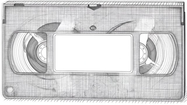 VHS Tape Animation Revealing Details Retro Media Technology Nostalgic Entertainment Transformation Line Art Video Cassette