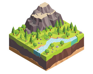 realistic isometric little on forest vector
