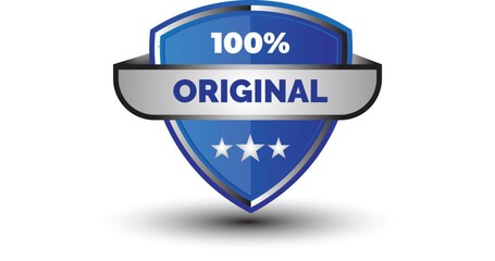 blue shield with 100 percent original sign symbol icon vector