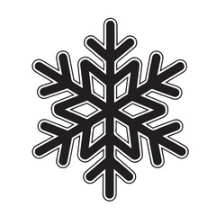 Stylized snowflake illustration in black and white. Winter holiday design.