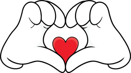 realistic mini heart hand sign cute design element vector