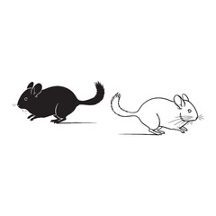 Rare Species Distinction - Chinchilla Vector Elements - Versatile Silhouette and Detailed Lineart - Chinchilla silhouette - Chinchilla lineart - Chinchilla vector - silhouette & lineart of Chinchilla
