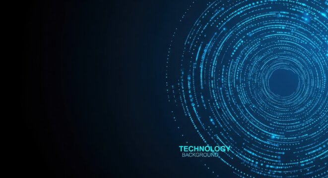 Abstract technology background with glowing blue circular pattern for modern digital design and innovative technological presentations and dynamic communication visuals
