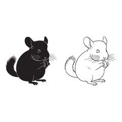Andean Native Embodied - Chinchilla Form Collection - Pure Vector Silhouette and Fine Lineart - Chinchilla silhouette - Chinchilla lineart - Chinchilla vector - silhouette & lineart of Chinchilla

