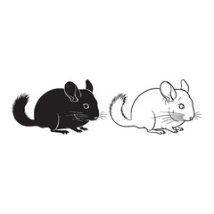 Softness Revealed - Chinchilla Pair - Clean Vector Silhouette and Elegant Lineart - Chinchilla silhouette - Chinchilla lineart - Chinchilla vector - vector set of Chinchilla

