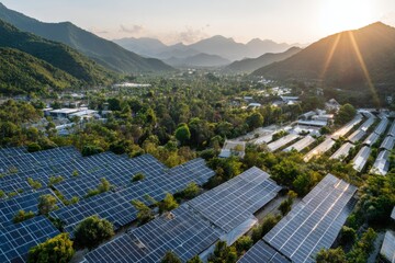 Renewable energy integration in a peaceful rural setting. Trade relations. Global supply chain adjustments in response to tariff changes. Design strategies. Economic implications.