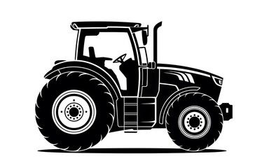 Obraz premium Bold Silhouette of a Modern Tractor Ready for Work Agriculture Heavy Machinery Equipment Industrial Farm Vehicle