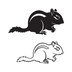 Alert Demeanor Illustrated - Chipmunk Body Outline Package - Defined Silhouette and Precise Lineart - Chipmunk silhouette - Chipmunk lineart - Chipmunk vector - silhouette & lineart of Chipmunk

