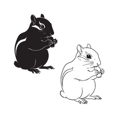 Woodland Agility Defined - Chipmunk Form Collection - Pure Vector Silhouette and Fine Lineart - Chipmunk silhouette - Chipmunk lineart - Chipmunk vector - silhouette & lineart of Chipmunk

