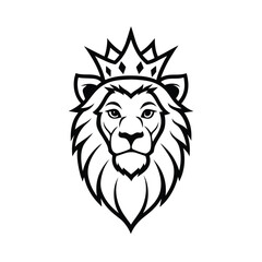 lion head with crown logo design vector template