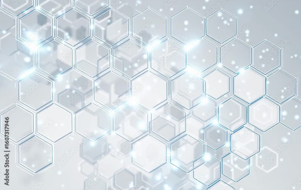Poster abstract white background with hexagon shapes for a technology and science concept generative ai