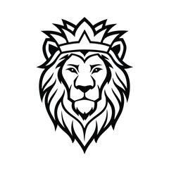 lion head with crown logo design vector template