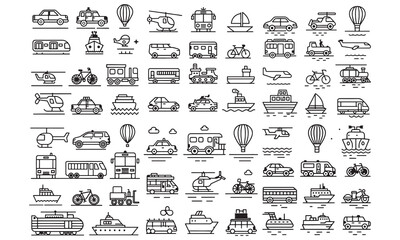 Transportation Vehicle Clipart Bundle – Cars, Bikes, Trucks, Planes & Boats Icons