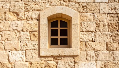 Stone wall with arched window