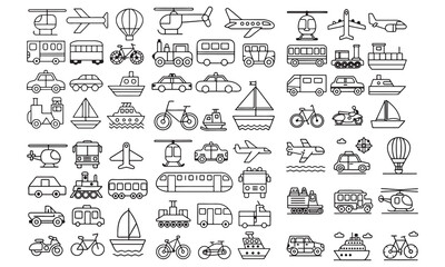 Transportation Vehicle Clipart Bundle – Cars, Bikes, Trucks, Planes & Boats Icons