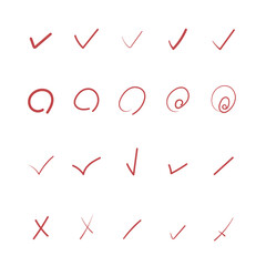 手書き風チェックマーク＆バツ印アイコンセット：タスク管理・アンケートなど	