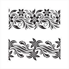 Floral Decorative Border Set Vector Illustration