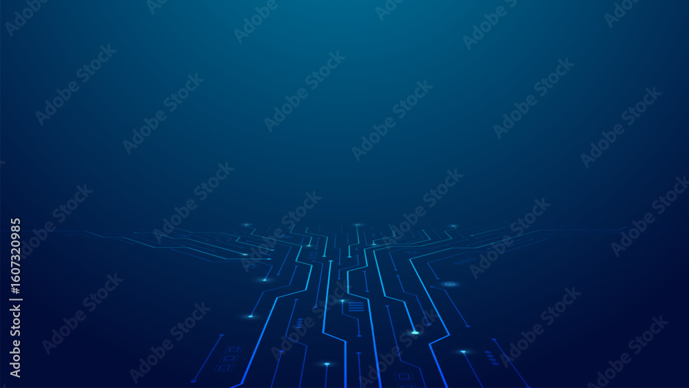 Wall mural ai artificial intelligence on circuit board in futuristic background. technology and engineering. mo